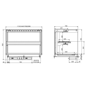 Vitrine Chauffante Cubique Drop-In avec Plaque Vitrocéramique - L 1440 x P 720 mm - CombiSteel