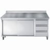 Stainless Steel Base Cabinet with Backsplash GN 1/1 - 2 Doors and 3 Drawers - L 2000 x D 700 mm - CombiSteel