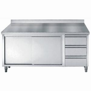 Meuble Inox Bas - 2 Portes 3 Tiroirs - Dimensions L 1800 x P 700 - CombiSteel