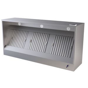 Komplette Wandhaube Kubisch - 2400 mm - Mit Motor, LED und Drehzahlregler - CombiSteel