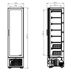 Armoire Réfrigérée Négative Noire - 1 Porte Vitrée - 221 L - CombiSteel