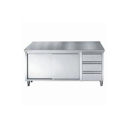 Meuble Inox Bas GN 1/1 - 2 Portes et 3 Tiroirs - L 1800 x P 700 mm | Qualité CombiSteel