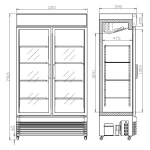 Refrigerated Beverage Display Case 2 Glass Doors - 750 L