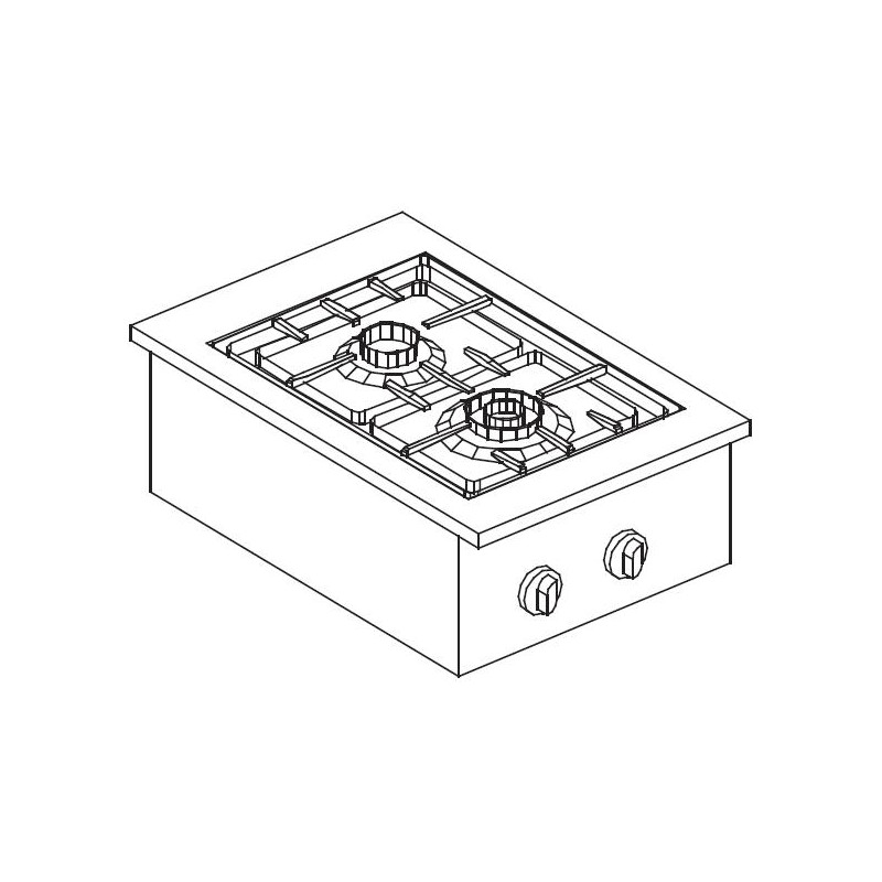 Drop-In Gas Stove - 2 Burners - 7000 W - CombiSteel