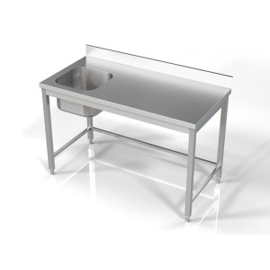 Sink 1 Basin on the Left with Backrest - L 1400 x D 700 mm - CombiSteel