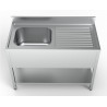 Sink 1 Basin and Drainer on the Right with Backsplash and Shelf - L 1200 x P 600 mm - CombiSteel