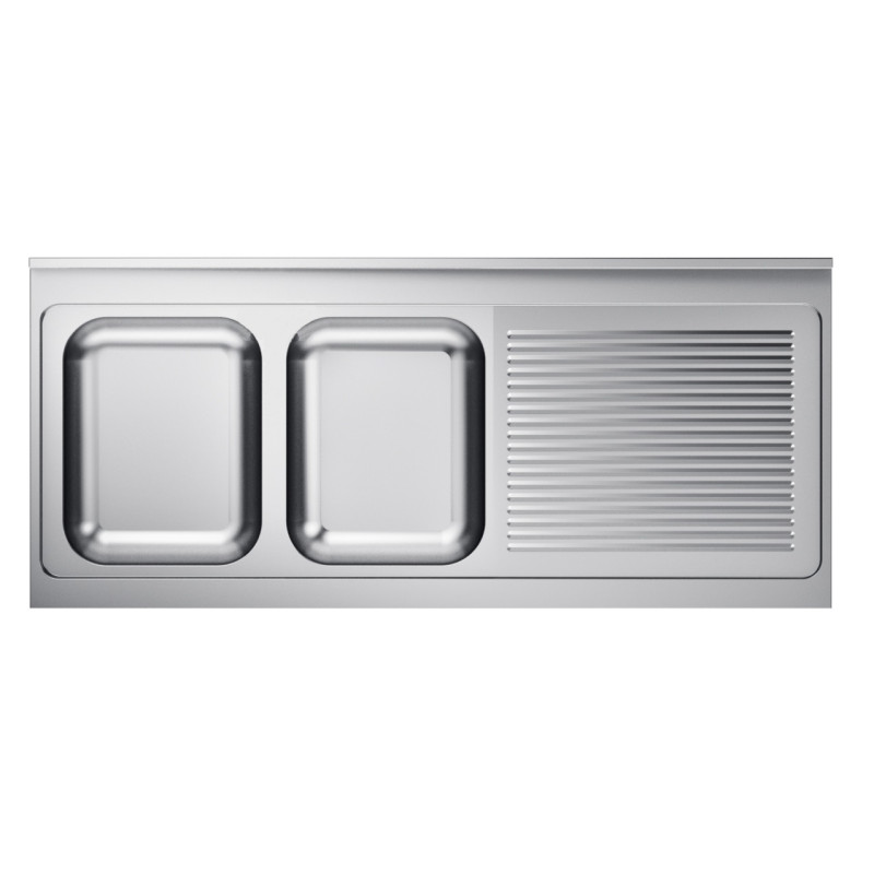 Professional Stainless Steel 2-Bowl Sink with Right Drainer - CombiSteel 2000x600mm