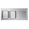 Professional Stainless Steel 2-Bowl Sink with Right Drainer - CombiSteel 2000x600mm