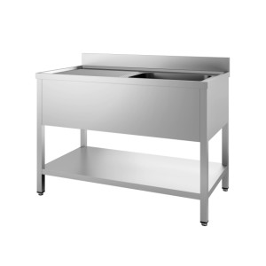 Plonge 1 Stainless Steel Sink - Left Drainer - Removable Shelf - 1600x700 mm CombiSteel