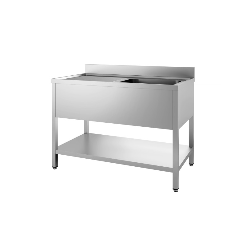 Plonge 1 Stainless Steel Sink - Left Drainer - Removable Shelf - 1600x700 mm CombiSteel