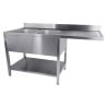 2 Bowl Sink and Dishwasher Passage on the Right with Backsplash and Removable Shelf - L 1600 x D 700 mm - CombiSteel