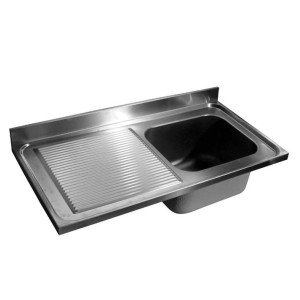 Sink 1 Bowl and Drainer on the Left in Stainless Steel - 1400x700 mm, CombiSteel