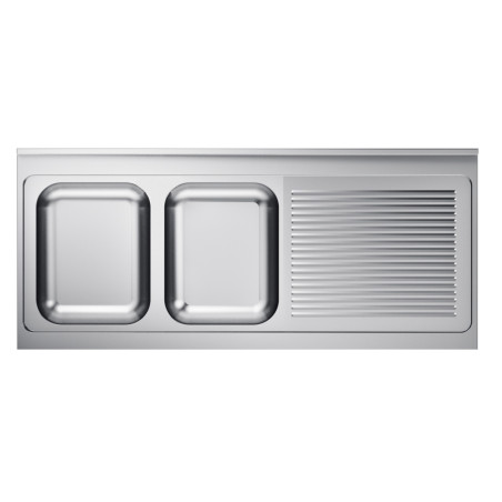 Évier 2 Bacs Inox avec Égouttoir à Droite 1600x700mm - Qualité CombiSteel