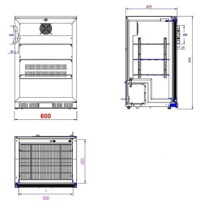 Kühltheke mit 1 Flügeltür - 138 L Schwarz - Combisteel