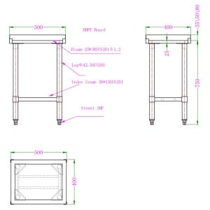 Polyethylene Cutting Block Chopping Board - 50 mm - CombiSteel