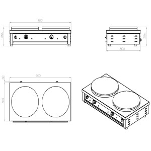 Elektrische Crêpe-Maschine mit 2 Platten - 40 cm - CombiSteel