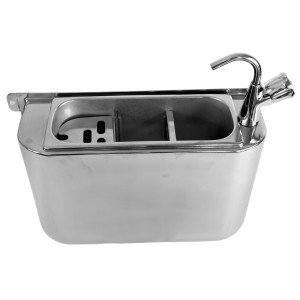 Ice Cream Spoon Sink with Faucet, Water Connection and Drain Hose - CombiSteel