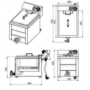 Friteuse Electrique Professionnelle CombiSteel - 8 L, 3000 W