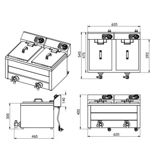 Professionelle Elektrische Fritteuse - CombiSteel 2x 8L 2x 3000W