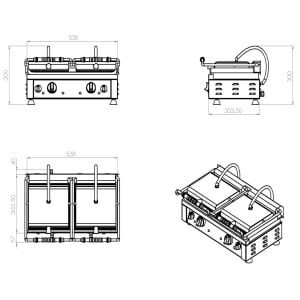 Grill Panini Double Professionnel - Combisteel Rainuré