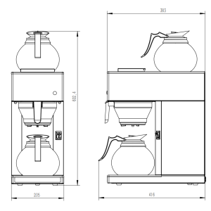 Coffee Machine with 2 Carafes - 1.8 L - CombiSteel