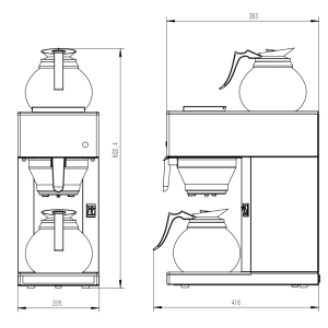 CombiSteel Kaffeemaschine mit 2 Kannen - 1,8 L | Professionell aus Edelstahl