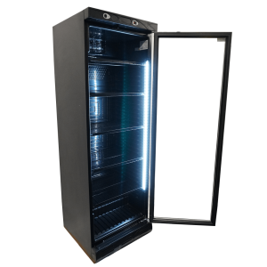 Black Glass Door Beverage Refrigerated Cabinet - 382 L