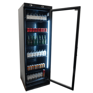 Black Glass Door Beverage Refrigerated Cabinet - 382 L