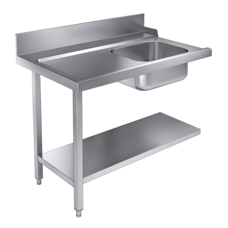 Loading table with shelf and backsplash on the left - 1200x750 mm - CombiSteel