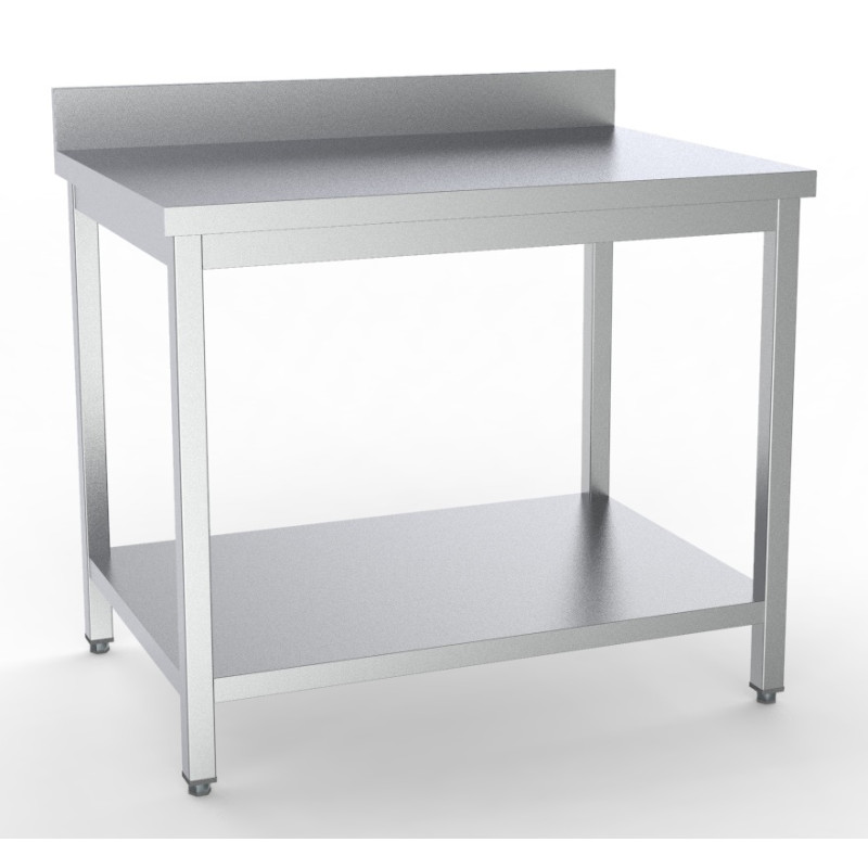 Stainless Steel Table with Backsplash and Shelf - L 1200 x D 700 mm