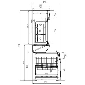 Wandvitrine und Supermarkt-Sideboard - 948 L CombiSteel | Energieeffiziente Kühlung