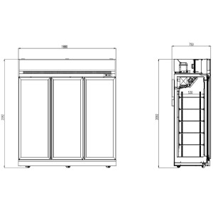 Black Negative Refrigerated Display Case 1480 L - 3 Glass Doors CombiSteel