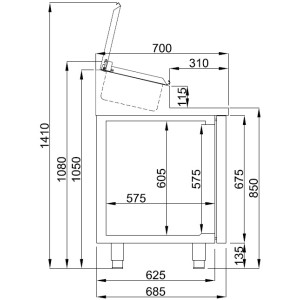 Saladette Kühltisch 3 Türen 10 GN 1/3 Edelstahl CombiSteel - Genießen Sie -30% !