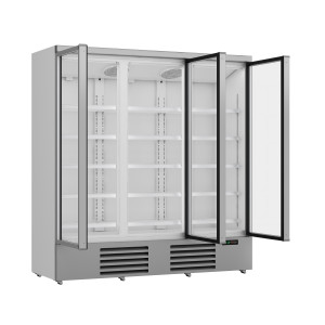 Positive Kühlschrankvitrine aus Edelstahl - 3 Glastüren - 1530 L - CombiSteel