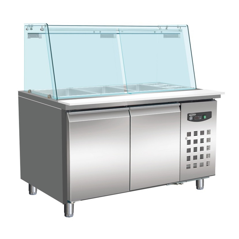 Positive Kühltisch mit 2 Türen - 314 L - 3 GN 1/1 und 3 GN 1/6 - CombiSteel