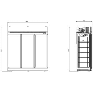 Kühlschrank mit 3 Glastüren und positiver Kühlung 1530 L - CombiSteel