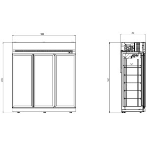 Positive Refrigerated Display Case with 3 Glass Doors - 1530 L - CombiSteel