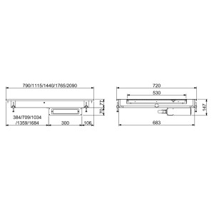 Glaskeramik-Einbaukochfeld - CombiSteel: Leistung 1355W, Abmessungen 1115x720mm