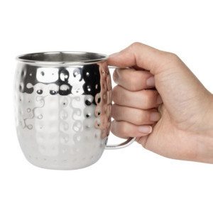 Mug en Acier Inoxydable Martelé - 440 ml - Lot de 6 - Olympia