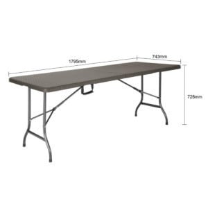 Table Pliante Rectangulaire en Rotin Marron - L 1829 x P 728 mm - Bolero