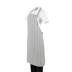 Gestreifte graue und weiße Latzschürze - Whites Chefs Clothing