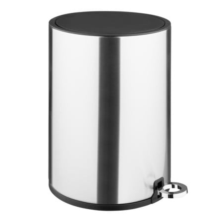 Round Pedal Bin in Brushed Steel - 6 L - Jantex