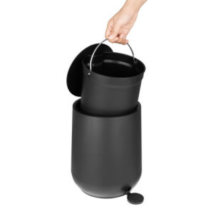 Round Black Pedal Bin - 5 L - Jantex