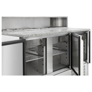 Refrigerated Pizza Counter - 3 Doors - 8 GN 1/6 Pans - Dynasteel