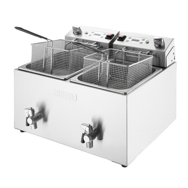 Doppelte elektrische Fritteuse mit Timer - 2 x 8 L - Buffalo Doppelte elektrische Fritteuse mit Timer - 2 x 8 L - Buffalo