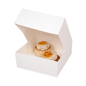 Weiße Karton Konditoreischachtel - 29 x 29 cm - Packung mit 50 - FourniResto
