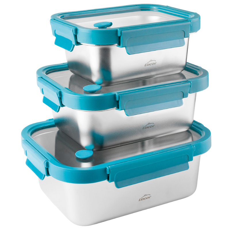 Edelstahlbox mit Glasdeckel Etern - Set von 3 Edelstahlbox mit Glasdeckel Etern - Set von 3