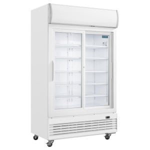 Kühlschrank mit 2 Schiebetüren aus Glas Weiß - 950 L - Gastronoble