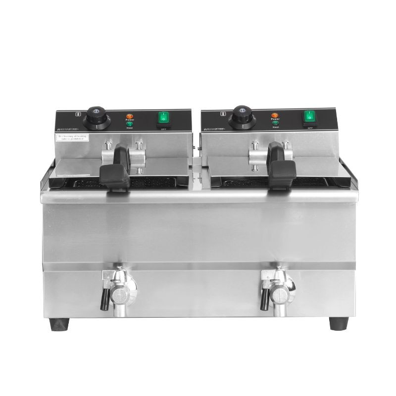 Professionelle Fritteuse 2 x 13 L mit Ablass - Dynasteel: Leistung und Haltbarkeit für Ihre Küche Professionelle Fritteuse 2 x 13 L mit Ablass - Dynasteel: Leistung und Haltbarkeit für Ihre Küche