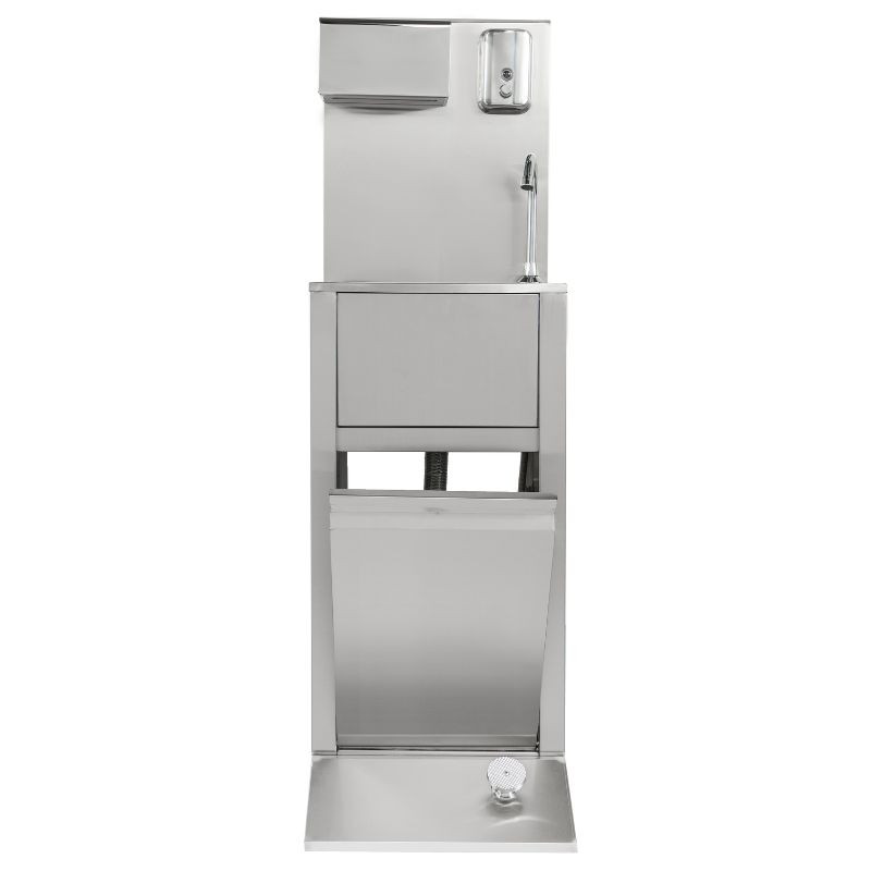 Foot-Operated Hand Wash with Bin, Soap and Paper Dispenser - Dynasteel Foot-Operated Hand Wash with Bin, Soap and Paper Dispenser - Dynasteel